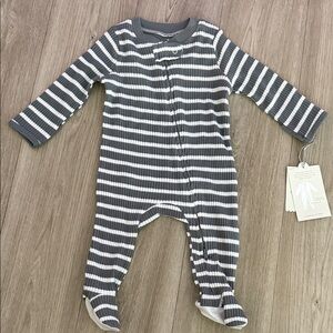 Cloud Island Gray and White Striped Footie